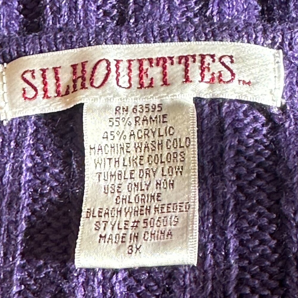 Silhouettes Women's 3X Purple Knit Cardigan w/Belt Acrylic & Ramie Blend - Picture 5 of 10